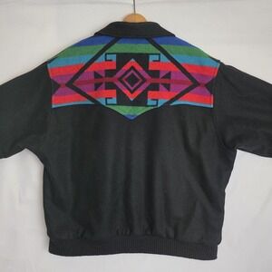 VTG Pendleton High Grade Western Wear Wool L USA Aztec‎ Native Bomber Jacket